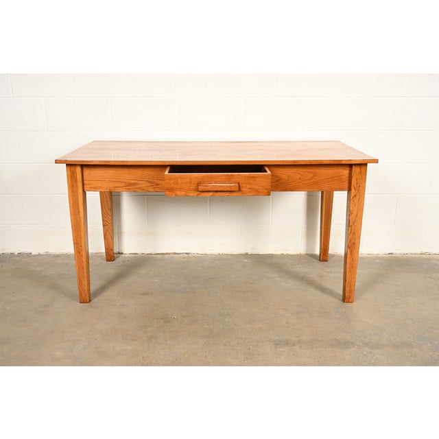Charles Limbert Antique Mission Oak Arts & Crafts Writing Desk or Library Table by A. J. Johnson & Sons, Circa 1900 For Sale - Image 4 of 13