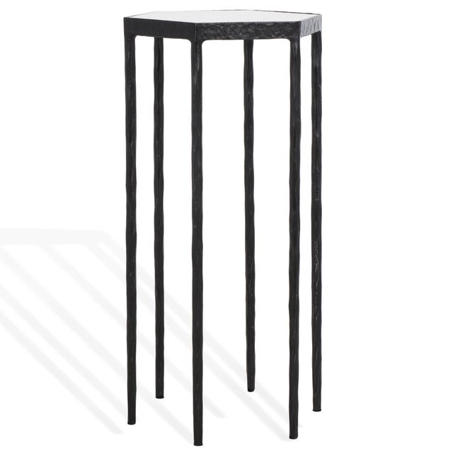 Galvin Marble Top Drink Table in Black with White Marble Top For Sale In Philadelphia - Image 6 of 8