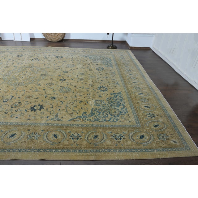 1970s Vintage Persian Handmade Wool Cotton Orange Oversize Area Rug For Sale - Image 10 of 10