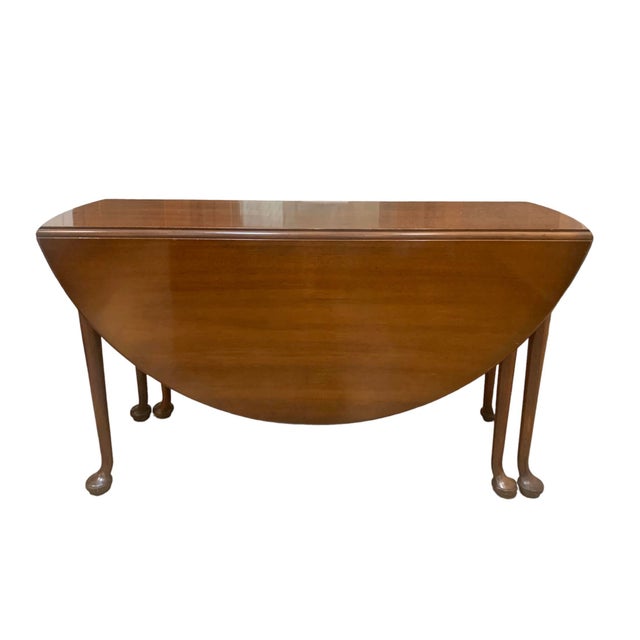 Queen Anne Round Mahogany Drop Leaf Table. Chairish