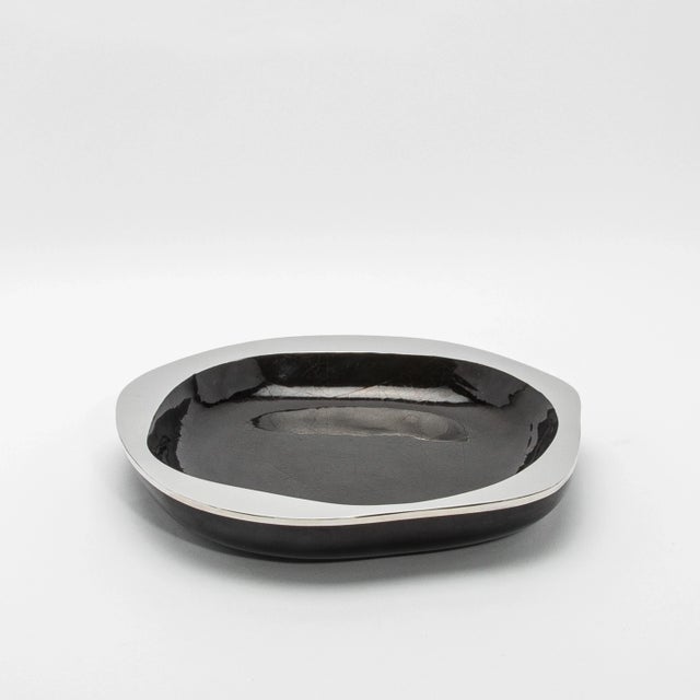 Modern Bowl in Black Shell With Stainless Steel Details by R&y Augousti For Sale - Image 3 of 12