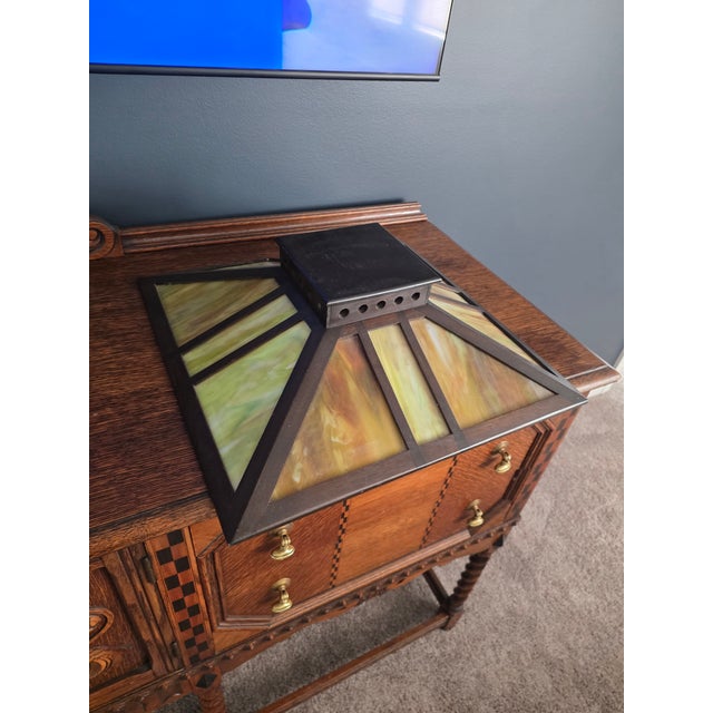 1910s 1910 Slag Glass Mission Lamp For Sale - Image 5 of 8