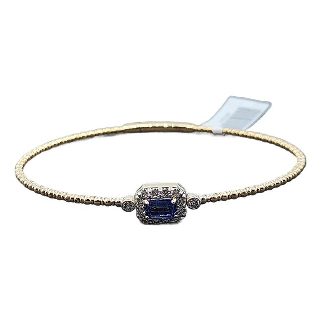0.64 Ct Natural Sapphire & Diamond Flexible Bracelet For Sale