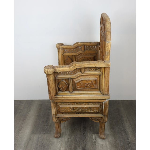 Early 20th Century Boxwood Bas-Relief Seat With Armrests For Sale In New York - Image 6 of 13