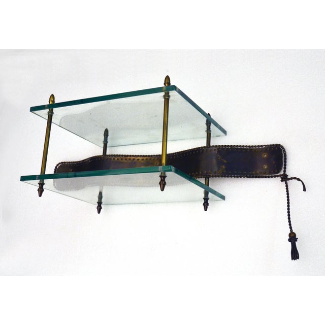 Mid-Century Modern Mid-Century Italian Brass and Crystal Wall Shelf, 1950s For Sale - Image 3 of 8