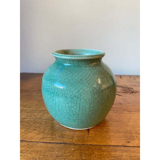 Traditional 1990s Celadon Crackle-Glazed Vase, Signed Bk, Studio Pottery For Sale - Image 3 of 8