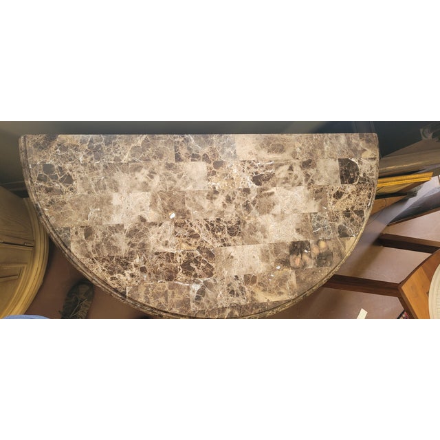 1990s Fine Pair of Contemporary Marble Top Demilune Dresser For Sale In Philadelphia - Image 6 of 10