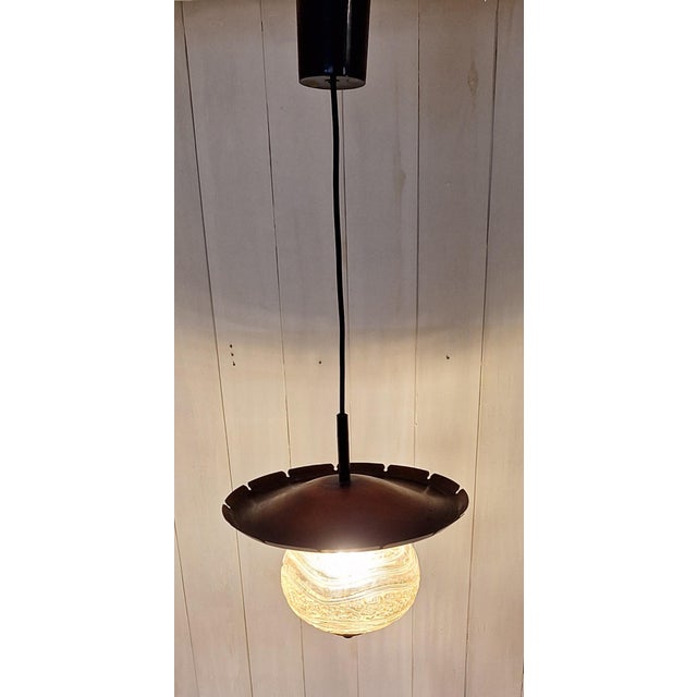 Rustic Vintage Rustic Pendant Lamp with Copper Frame from Fischer-Leuchten, 1970s For Sale - Image 3 of 8