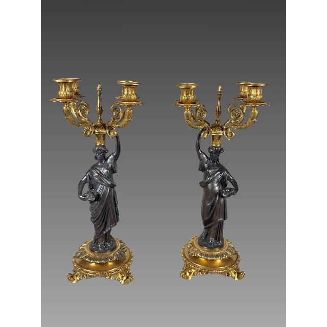 Pair of antique-style candelabra for women, Napoleon III period For Sale