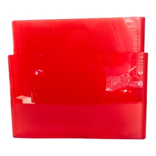 Giotto Stoppino for Kartell Translucent Red Magazine Holder, 1972 Italian Plastic Magazine Rack For Sale