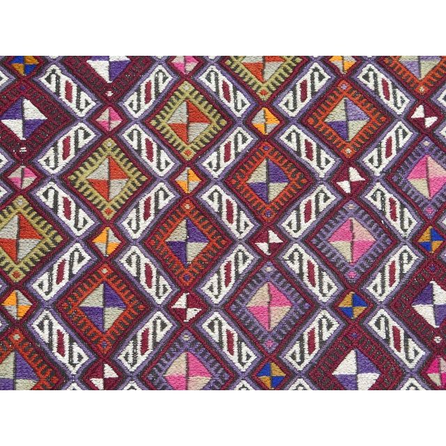 Amethyst Mid 20th Century Vintage Amethyst Turkish Embroidery Kilim Rug For Sale - Image 8 of 11