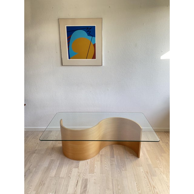 Wave Coffee Table in Beech and Glass by Hjellegjerde, Norway, 1990s For Sale - Image 15 of 16