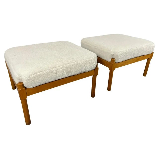 1970s "Tremme" Ottoman Attributed to Børge Mogensen for Fritz Hansen - Set of 2 For Sale - Image 13 of 13