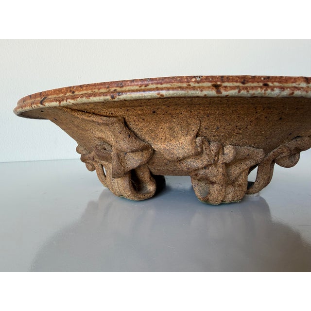 1980s Thomas Reece Organic Speckled Studio Pottery Sculptural Plate For Sale - Image 11 of 12