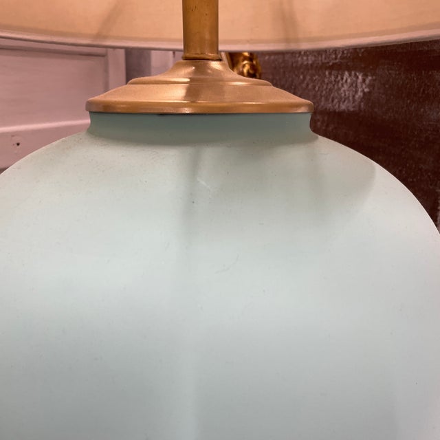 Boho Chic Vintage Aqua Glass Globe Table Lamp For Sale - Image 3 of 11