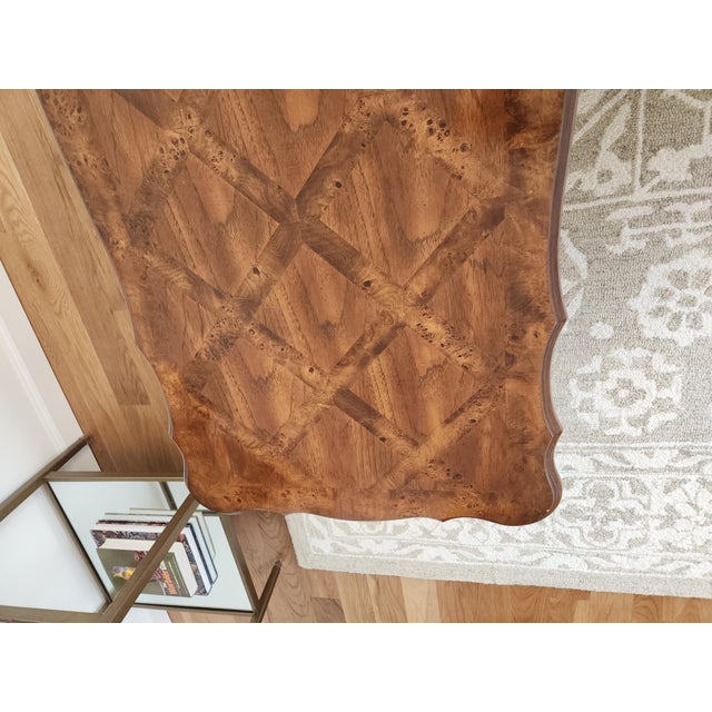 Mid 20th Century French Provincial Style Coffe Table W/ Inlay Parquet Tabletop For Sale In Denver - Image 6 of 8