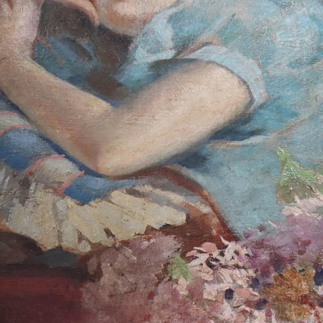 A. Villa, Girl Lying Down, Oil Painting on Board, Late 19th Century, Framed For Sale - Image 15 of 16