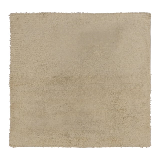 Vintage Turkish Tulu Rug, Beige Wool With Soft Pile - Rug & Kilim For Sale