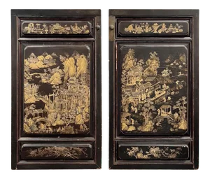 Late 19th Century Large Scale Chinoiserie Decorated Wall Panels - A Pair