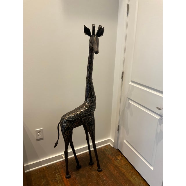 Large Brutalist Mid 20th Century Welded Metal Giraffe Sculpture – Whimsical Floor Statue, Curtis Jere Style For Sale In Greenville, SC - Image 6 of 7