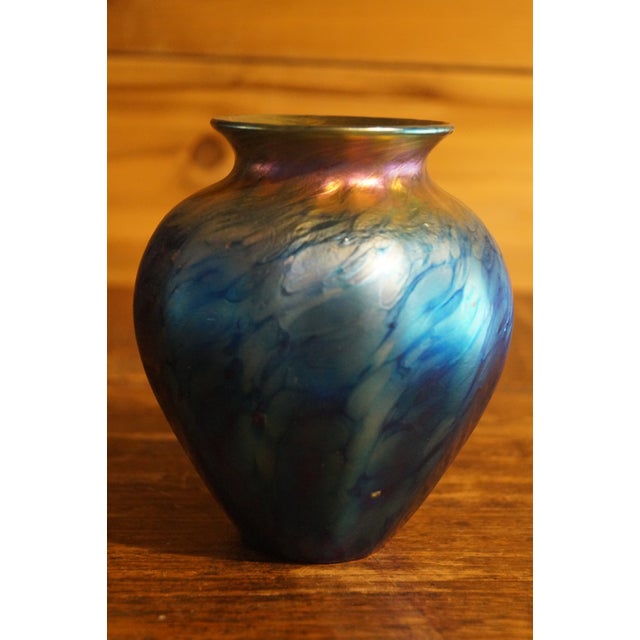 Late 20th Century Late 1900s Lundberg Art Glass Iridescent Vase For Sale - Image 5 of 13