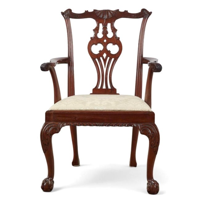 Brown Set of Eight George III Style Carved Mahogany Dining Chairs For Sale - Image 8 of 12