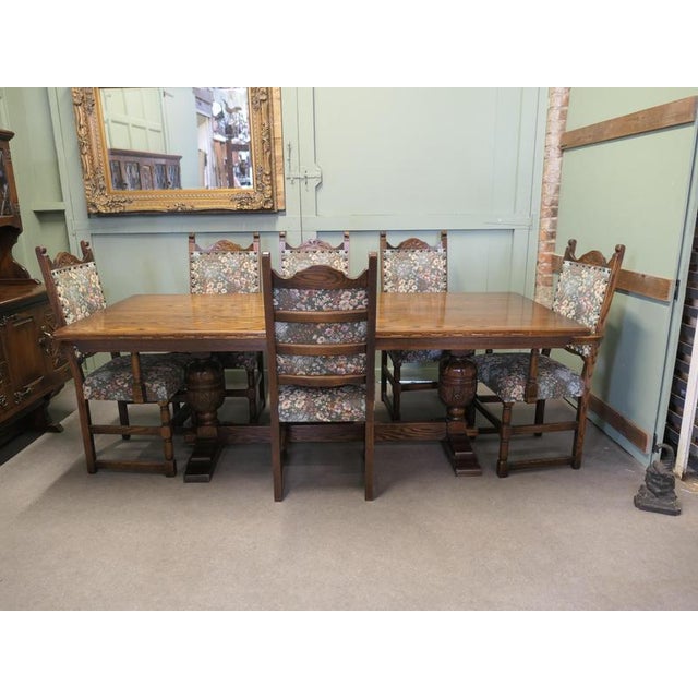 Arts and Crafts Oak Dining Room Suite with Table, Chairs and Dresser from Webber, 1960, Set of 8 For Sale - Image 3 of 8