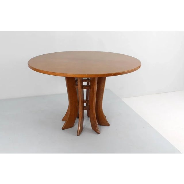 Mid-Century Round Wooden Dining Table in the style of A. Mangiarotti, 1970s For Sale - Image 3 of 11