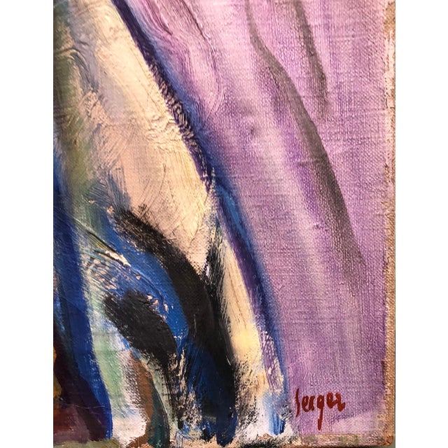 Frederick B. Serger, Polish French Fauvist Judaica Art Oil Painting Rabbi at Prayer Frederick Serger, c.1940s For Sale - Image 4 of 4