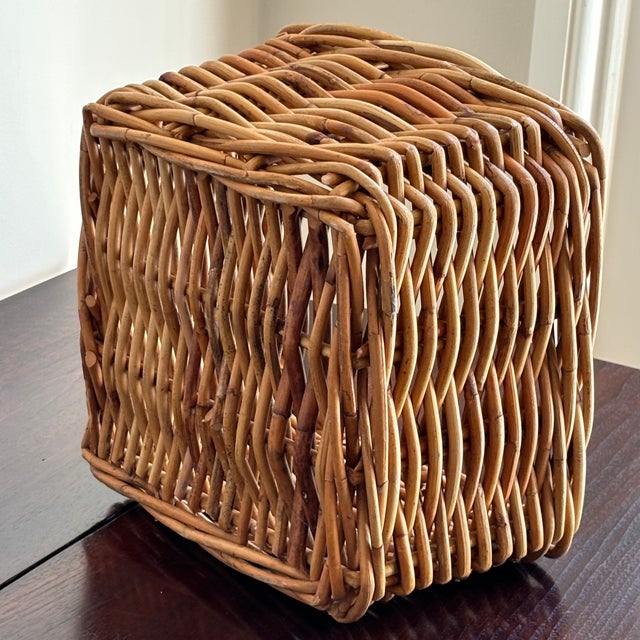 Wood Petite Handwoven Vintage Storage Basket For Sale - Image 7 of 10