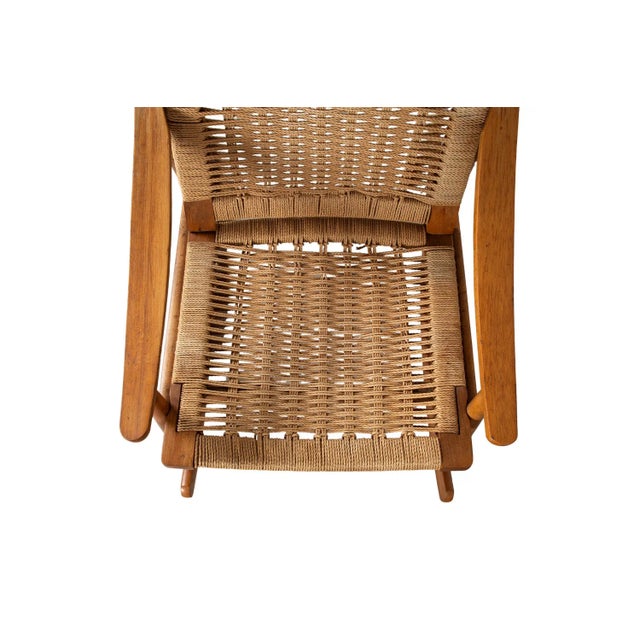 1980s Mid-Century Modern Woven Rocking Chair in the Style of Hans Wegner For Sale - Image 10 of 10