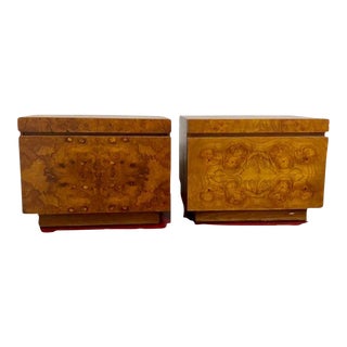 1970s Burl Wood Nightstands by Lane - Set of 2 For Sale