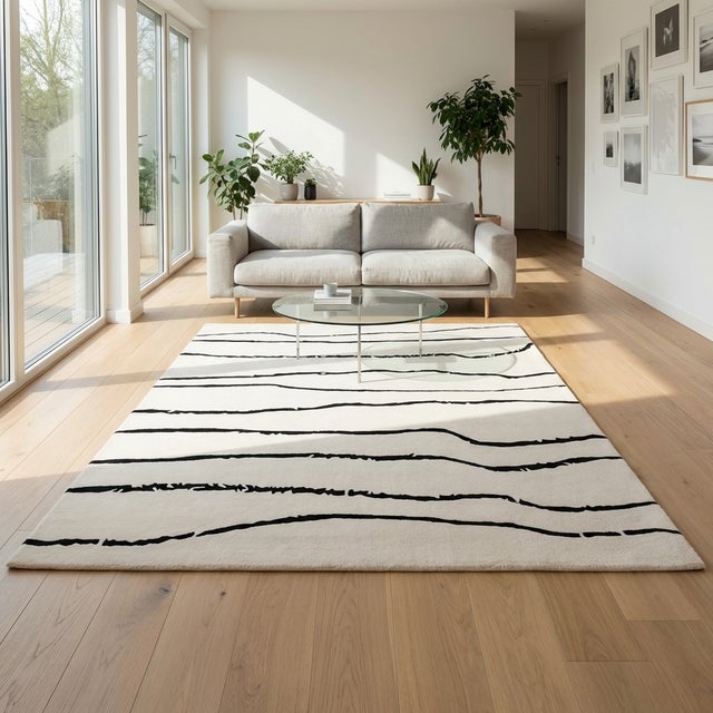 A masterclass in contemporary textile art. This Hand-Tufted Wool Rug is a One-of-a-Kind (1 of 1) piece, meticulously...