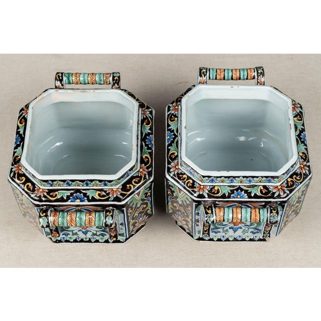 19th Century French Desvres Jardinière and Cachepot Set of 3 For Sale - Image 9 of 17