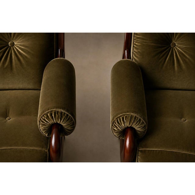 Pair of “Copa” Armchairs in Jatobá and Olive-Green Mohair by Jean Gillon for Italma, Brazil, 1960s For Sale - Image 15 of 18
