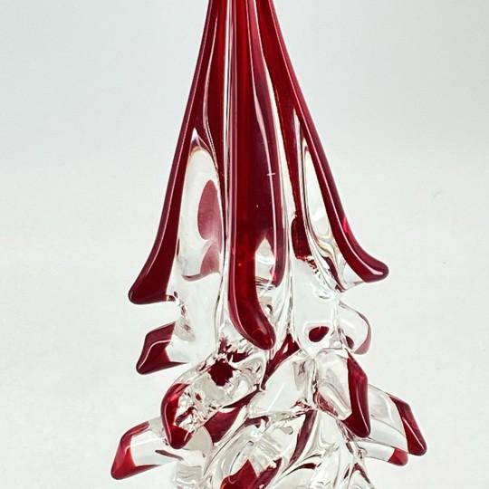Mid 20th Century Murano Italian Art Glass Christmas Tree Sculpture 8" (Red Drip Tips, Original Foil Label, Vintage Mid-Century) For Sale In Philadelphia - Image 6 of 15