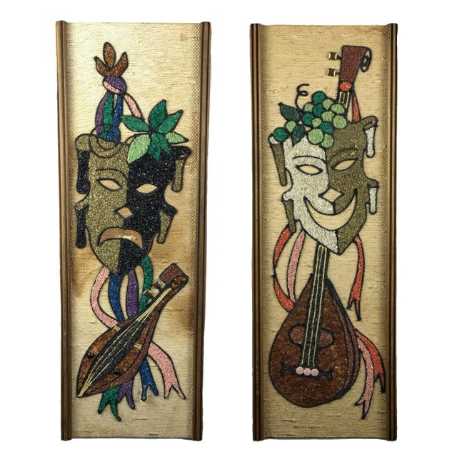 Mid Century Stone-Art Comedy Tragedy Drama Mask Theater Happy Sad Face For Sale - Image 13 of 13