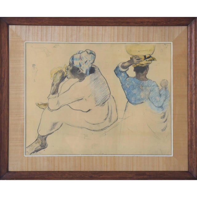 A high quality collotype print of gauguin's pastel drawing 'martinican women' which was recently exhibited at the van gogh...