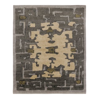Contemporary Art Deco Style Geometric Gray & Beige Wool Rug by Rug & Kilim For Sale