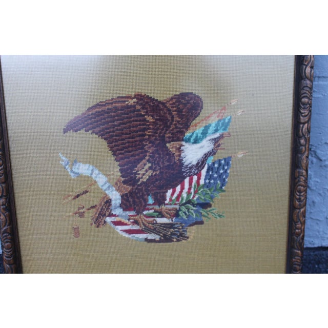 1940s 1940s Vintage Stitched Framed Needlepoint Scene For Sale - Image 5 of 6