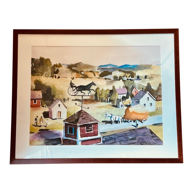 1940s Signed Paul Sample Vermont Landscape Watercolor Painting, Framed For Sale