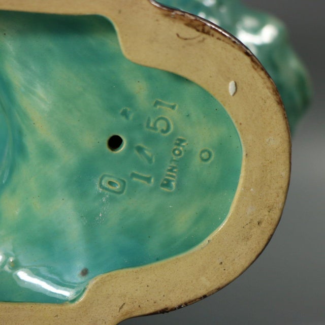 Minton Majolica Rabbits and Leaves Compote Bowl For Sale - Image 12 of 14