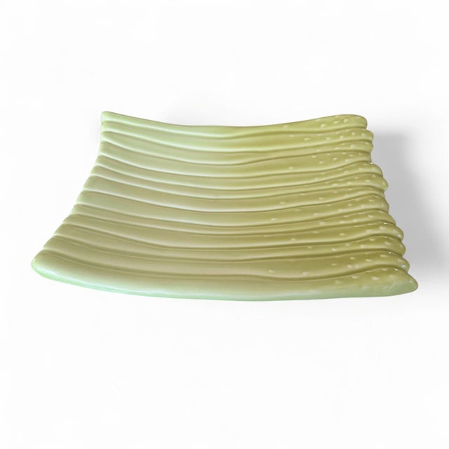 California Pottery 1970s California Pottery Green Asparagus Bundle Ceramic Platter For Sale - Image 4 of 11