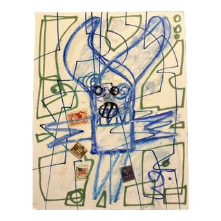 Contemporary Original Wayne Cunningham Abstract Drawing/Collage Signed For Sale