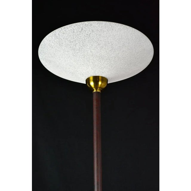 Vintage Tall Burgundy Iron Torchiere Floor Lamp For Sale In Fayetteville, AR - Image 6 of 10