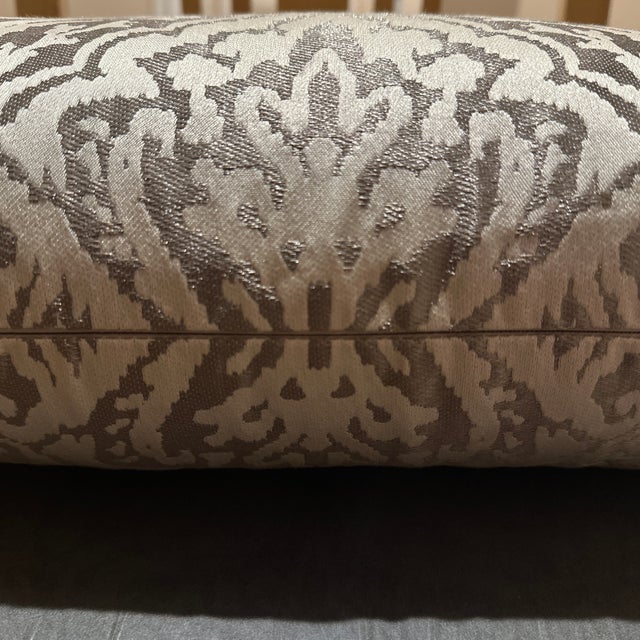 Handcrafted decorative pillow case, double sided shiny beige cetim brocado with shiny gold background lumber 24”X13...