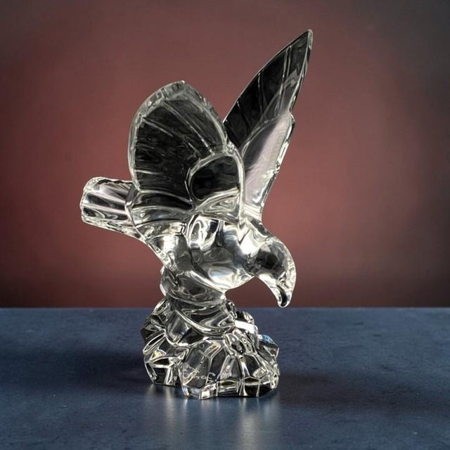 Val St Lambert Crystal Eagle Sculpture / Figurine (Large 9.5-inch, 4lbs) Signed DeSousa For Sale - Image 18 of 18