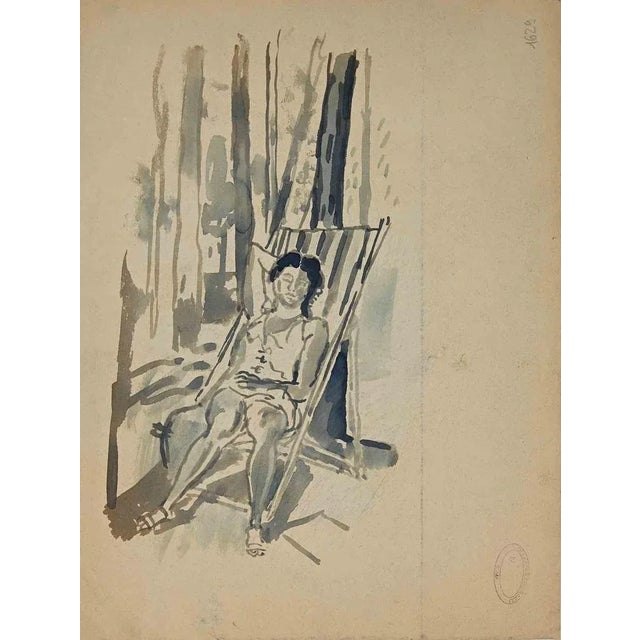 Portrait of a Child is an original Ink and Watercolour realized by Mino Maccari in mid-20th century. Good condition on a...