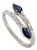 Modern Marquise Blue Sapphire and Diamond Bypass Ring Size 5.5 in 14k White Gold For Sale