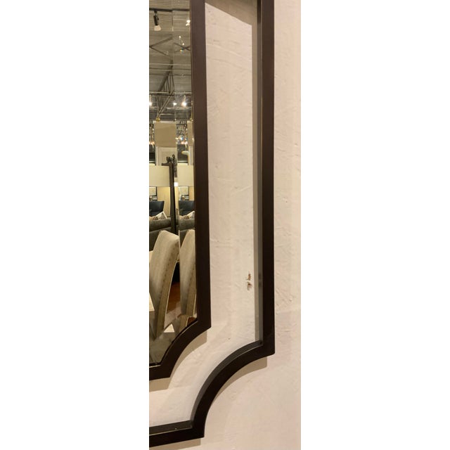 Original retail $1900, stylish Jonathan Charles Modern Curved Bronze Wall Mirror, showroom floor sample